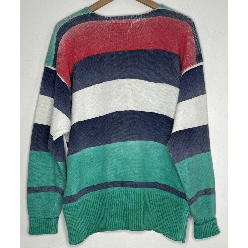 Vintage Polo Ralph Lauren Striped Crewneck Sweater Nautical Regatta Mens XL 1990